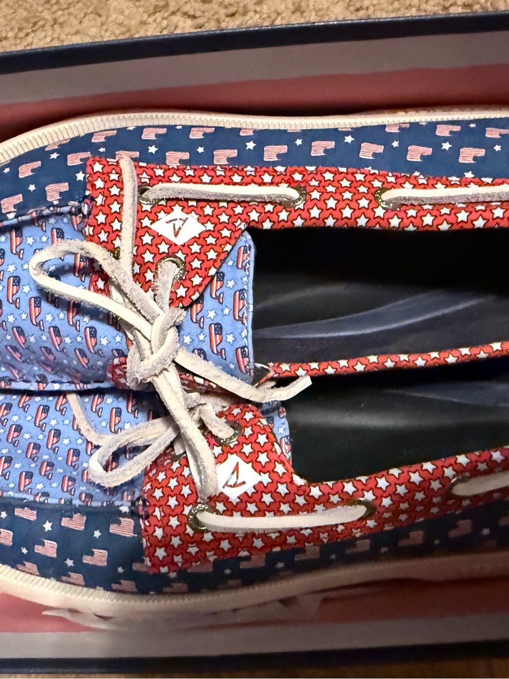 Sperry/Vineyard Vines Red, Blue & White Patriotic Star & Flag Boat Shoes